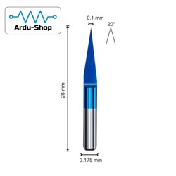 Гравер конический 0.1х20х3.175 (AlCrSiN) 760110070
