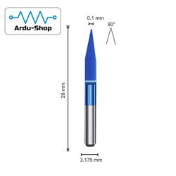 Гравер конический 0.1х90х3.175 (AlCrSiN) 760330028