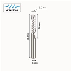 Фреза спиральная однозаходная 6х28х55х6 мм 760330171
