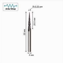 Фреза спиральная двухзаходная конусная R-0.25х20.5х50х4 мм (TiALN) 760330172