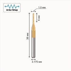 Фреза рашпильная / кукуруза 1.0x6x38x3.175 мм (TiN) 760110040
