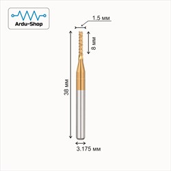 Фреза рашпильная / кукуруза 1.5x8x38x3.175 мм (TiN) 760110041