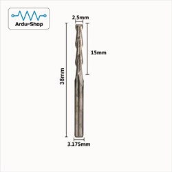 Фреза спиральная двухзаходная прямая 2.5х15x38x3.175 мм 760110053
