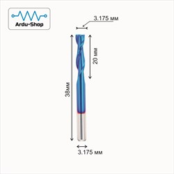 Фреза спиральная двухзаходная прямая 3.175х20x38x3.175 мм (AlCrSiN) 760110057