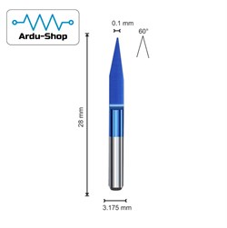 Гравер конический 0.1х60х3.175 (AlCrSiN) 760110065