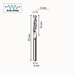 Фреза спиральная однозаходная 4х15х45х4 (по алюминию) 760330123