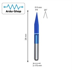 Гравер конический 0.5х20х3.175 (AlCrSiN) 760110071