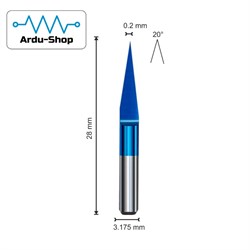 Гравер конический 0.2х20х3.175 (AlCrSiN) 760110067