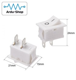 Переключатель прямоугольный KCD1-101 15х10 мм 3 A 250 В (белый) 760330019 - фото 247