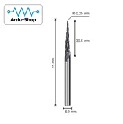 Фреза спиральная двухзаходная конусная R-0.25х30.5х75х6мм (TiALN) 760330029