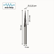Фреза спиральная двухзаходная конусная R-0.25х20.5х50х4 мм (TiALN) 760330172