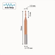 Фреза спиральная двухзаходная сфера R-0.5x1.0x6x38x3.175 мм (TiN) 760110046