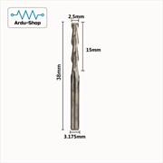 Фреза спиральная двухзаходная прямая 2.5х15x38x3.175 мм 760110053