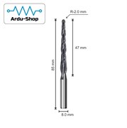 Фреза спиральная двухзаходная конусная R-2.0х47х85х8мм (AlTiN) 760110077